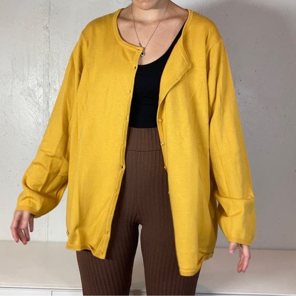 Bright Yellow Button Down Cardigan Sweater - Picture 7 of 11